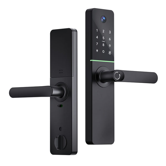 H91B-CAM-BLK Smart 5-IN-1 Lever Mortise Lock with Camera - Black