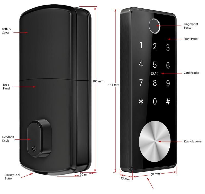 SL-T11B Smart 5-IN-1 Dead Lock - Black